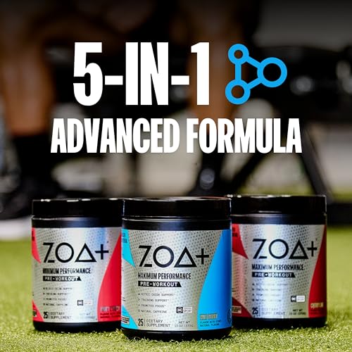 ZOA+ Pre-Workout Powder & Shaker Bottle Bundle, Cherry Limeade