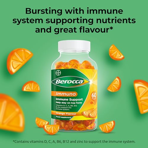 Berocca Immuno Gummy Vitamins, Orange Flavour, Bursting with Immune System