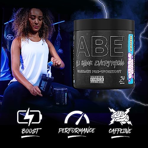 ABE All Black Everything Pre Workout Energy, Increase Physical Performance with Citrulline, Creatine, Beta Alanine, Caffeine Vitamin B Complex (Cherry Cola, 315g)