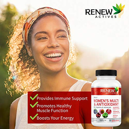 Renew Actives Women's Multi-Vitamin & Antioxidant: Daily Health Supplement for Woman