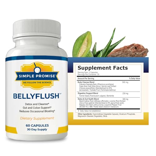 Simple Promise - BellyFlush - Detox and Colon Cleanse - Supports Digestive Health, 60 Capsules