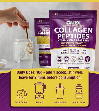 Premium Collagen Powder (Type I, III) Hydrolysed Bovine Collagen Peptides Powder - Halal Certified