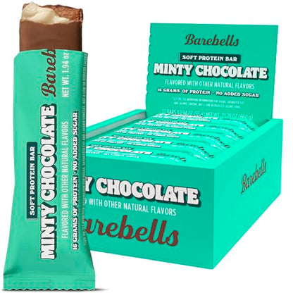 Barebells Soft Protein Bars Minty Chocolate - 12 Count, 1.9oz Bars - Protein Snacks 