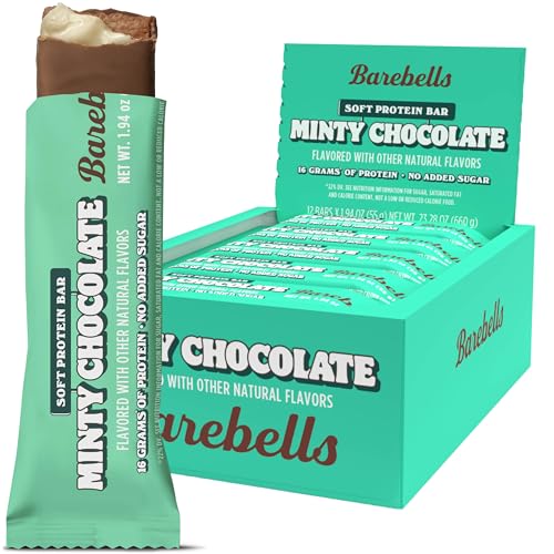 Barebells Soft Protein Bars Minty Chocolate - 12 Count, 1.9oz Bars - Protein Snacks 