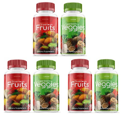 90 Capsules Each Bottle 540 Capsules superfoods Veggies Greens and Reds Fruits Triple 