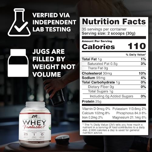 Whey Fantastic - Unflavored - 100% Natural Grass Fed Whey Protein Powder - Unique 3