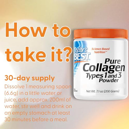 Doctor's Best, Pure Collagen Type 1 and 3 (Collagen Type 1 and 3), 200g Powder