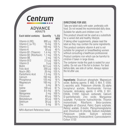 Centrum Advance Multivitamin & Mineral Supplements, 24 essential nutrients including