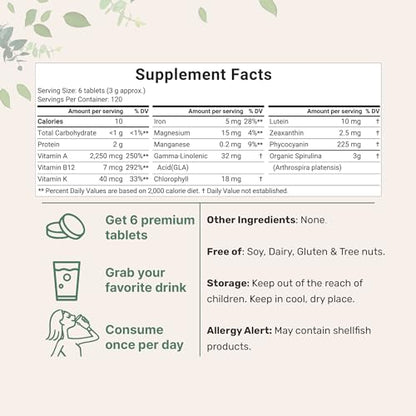 Micro Ingredients Organic Spirulina Supplement, 3000MG Per Serving, 720 Tablets (4 Month Supply), No Filler & Non-GMO, Rich in Vegan Protein, Vitamins & Prebiotics, Premium Spirulina Pills