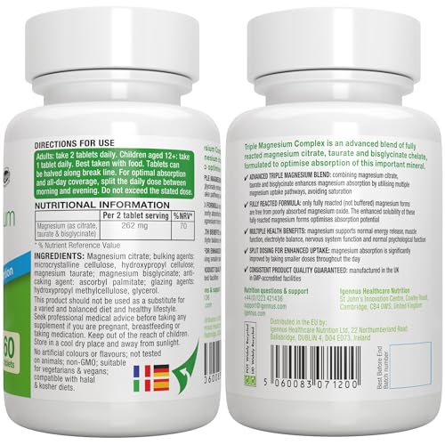 Advanced Triple Magnesium Complex, 2000mg Glycinate, Citrate & Taurate, Clean Label