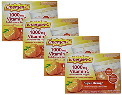 Emergen-C Super Orange Vitamin C - 30 Count (Pack of 4) (Packaging may vary)