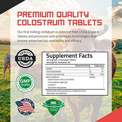 Bovine Colostrum Chewable Tablets - TBR Labs - with Immunoglobulins and Lactoferrin