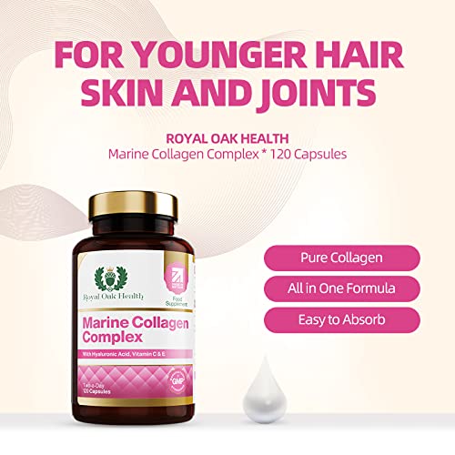 Marine Collagen Complex – 120 Hydrolyzed Fish Collagen Capsules – Enriched with Vitamin C