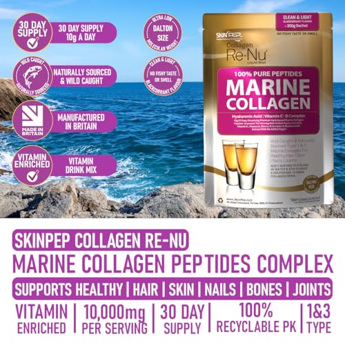 SkinPep® Collagen Re-Nu Liquid Shot Sachet 15-30 Day Supply - The Anti-Ageing Daily Collagen Drink Mix