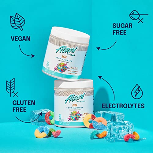 Alani Nu Rainbow Candy Pre Workout and BCAA Sour Gummies Post Workout Powder Bundle | L-Theanine, Beta-Alanine, Citrulline | Branch Chain Essential Amino Acids | 30 Servings per Container