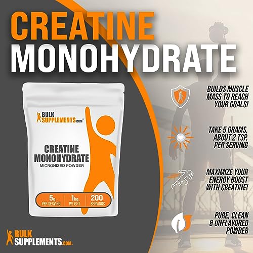 BulkSupplements Micronized Creatine Monohydrate Powder (1 kilogram)