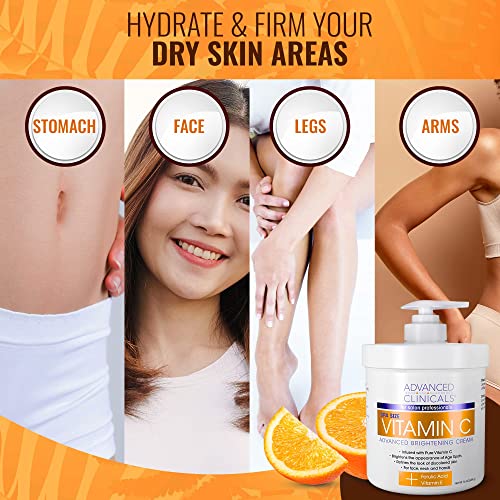 Advanced Clinicals Vitamin C Face & Body Cream Moisturizing Skin Care Lotion, Anti