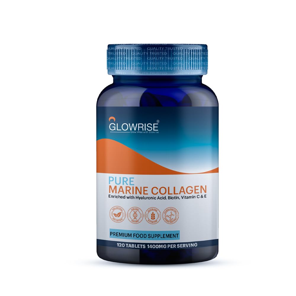 Pure Marine Collagen 120 Tablets 1400mg - Premium Blend with Hyaluronic Acid, Biotin, Vitamin C & E 