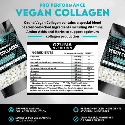 Pro Performance Vegan Collagen Complex – Vegetarian Collagen Capsules, Plant Based Collagen