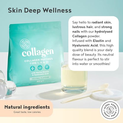 Collagen Powder with Hyaluronic Acid 400g - Collagen Peptides Supplement + Amino Acids