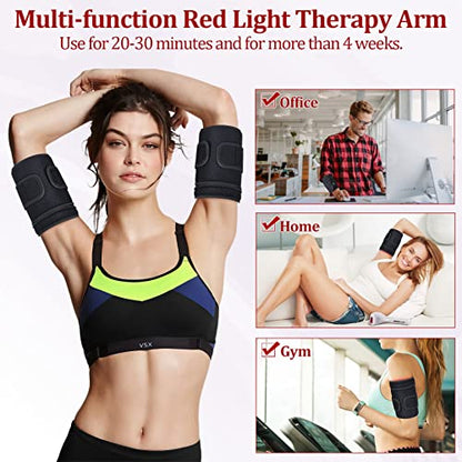 NEXTWOOD 660nm and 850nm Infrared Red Light Arm Therapy Wrap Belt with Timer & Brightness Setting Red