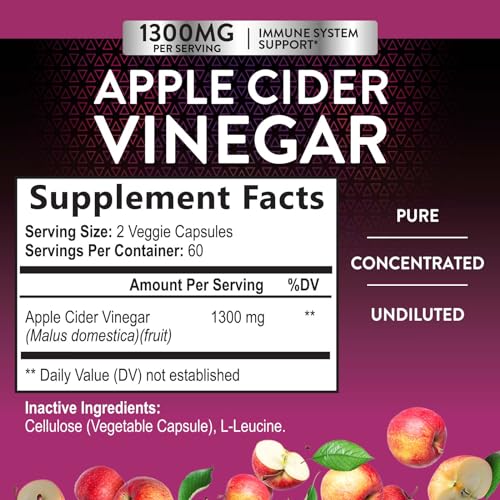 Apple Cider Vinegar Capsules for Detox and Cleanse, Digestion and Immune Support