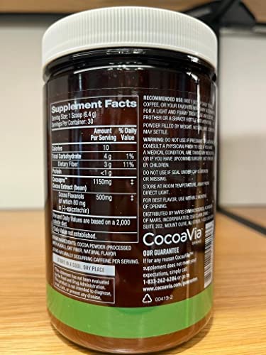 CocoaVia Cardio Health Cocoa Powder, 30 Servings, 500mg Cocoa Flavanols, Support Heart