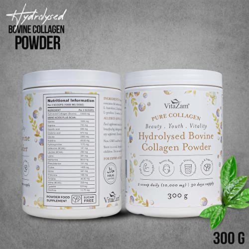 Vitazam Bovine Collagen Peptides - Hydrolyzed Type 1 & 3 Collagen Powder Protein Supplement for Healthy