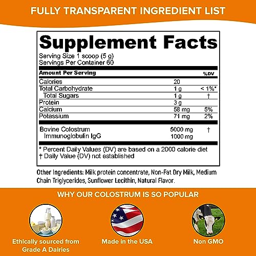 Pure Velvet Colostrum Powder for Gut Health, Bloating, Hair Growth, Immune Support