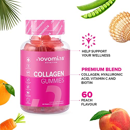 Novomins Collagen Gummies - Marine Collagen Gummies - Superior Type 1 Hydrolysed Collagen