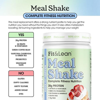 Fit & Lean Meal Shake, Fat Burning Meal Replacement, Protein, Fiber, Probiotics, Strawberry