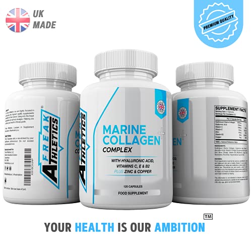 Marine Collagen 1000mg - Type 1 Hydrolysed Collagen - Enhanced with Hyaluronic Acid, Vitamin C