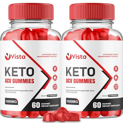 (2 Pack) Vista Keto Acv Gummies - Official Formula, Vegan - Vista Keto + Acv Gummies 