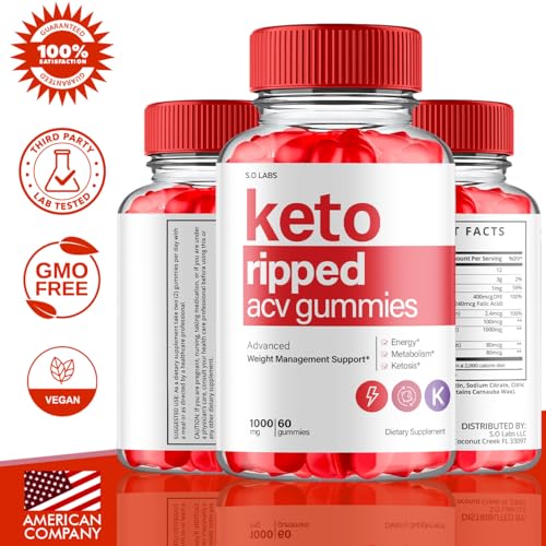 (2 Pack) Keto Ripped ACV Gummies Advanced Weight Loss, Keto Ripped Keto + ACV Gumm