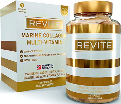 Marine Collagen Capsules 2000mg, Hyaluronic Acid, Silica, Biotin, Vitamin A, E & C Hair