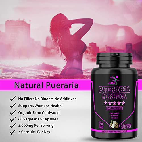 90 Caps Pueraria Mirifica 1000mg Pills - (10:1 Extract Equivalent to 10000mg) High Potency