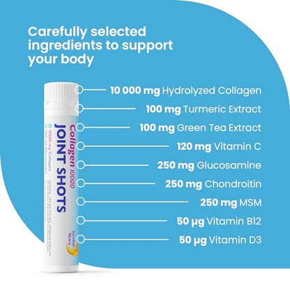 Swedish Nutra Collagen 10000 Joint Shots | High Strength Type 1, 2 & 3 Collagen for Body, Joints & Ligaments