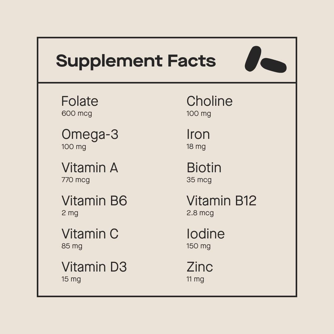 Modern Fertility Prenatal Multivitamin | Developed with OB-GYNs, Contains 12 Essential Nutrients