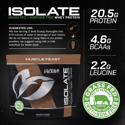 Muscle Feast Grass-Fed Whey Protein Isolate, All Natural Hormone Free Pasture Raised