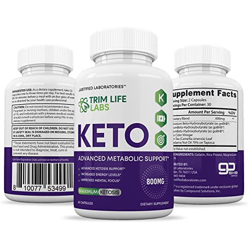 (2 Pack) Trim Life Labs Keto Pills Includes Apple Cider Vinegar Patented goBHB