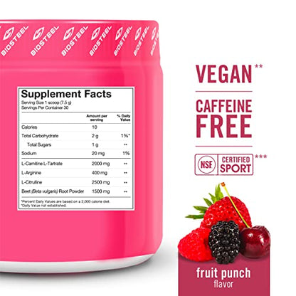 BioSteel Sports Beets Pre-Workout Powder, Non-GMO Formula, Fruit Punch, 30 Servings