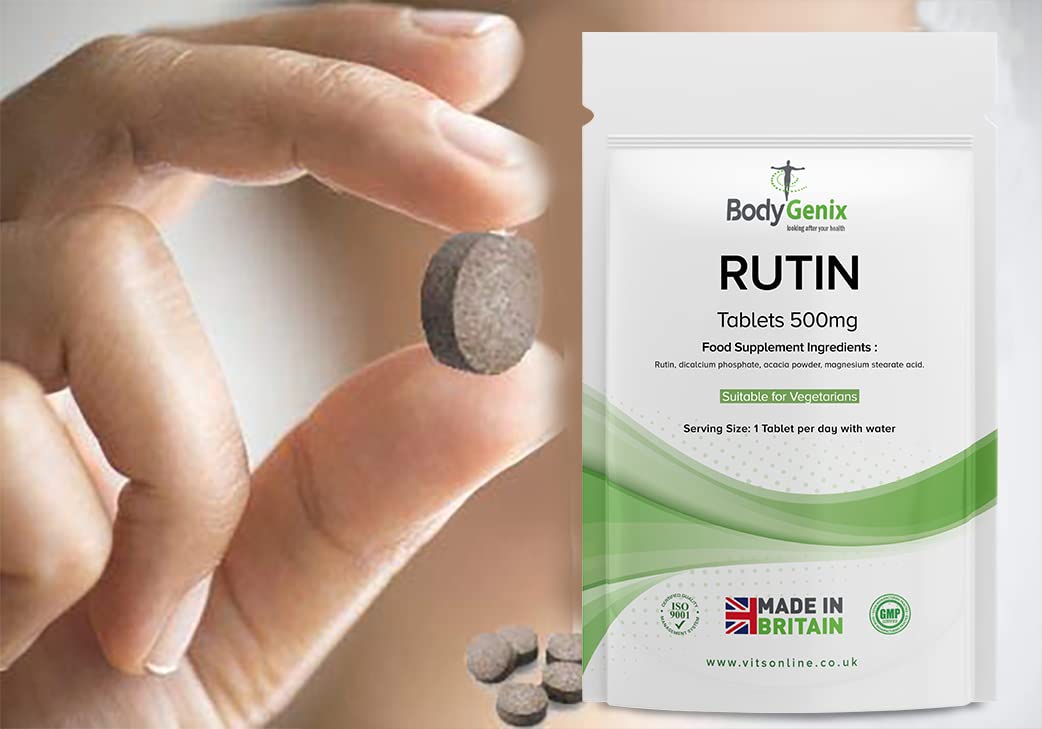 Bodygenix Rutin 500mg Tablets CAPILLARIES, VARICOSE Veins, Hemorrhoids Veg Friendly