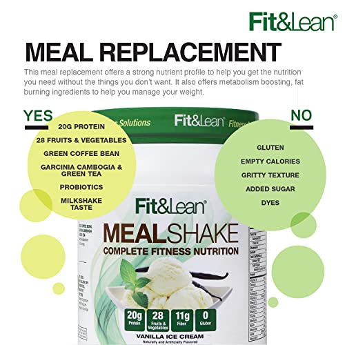 Fit & Lean Meal Shake, Fat Burning Meal Replacement, Protein, Fiber, Probiotics, Vanilla