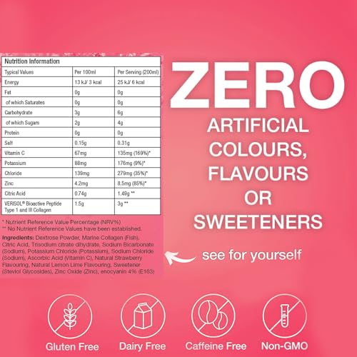 Hydralyte Plus Collagen Effervescent Electrolytes Powder Sachets - 20 Strawberry Lemonade Flavored Sticks