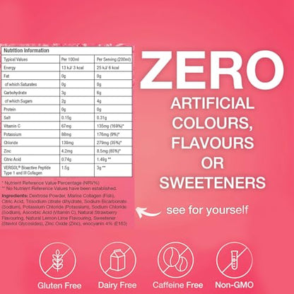 Hydralyte Plus Collagen Effervescent Electrolytes Powder Sachets - 20 Strawberry Lemonade Flavored Sticks