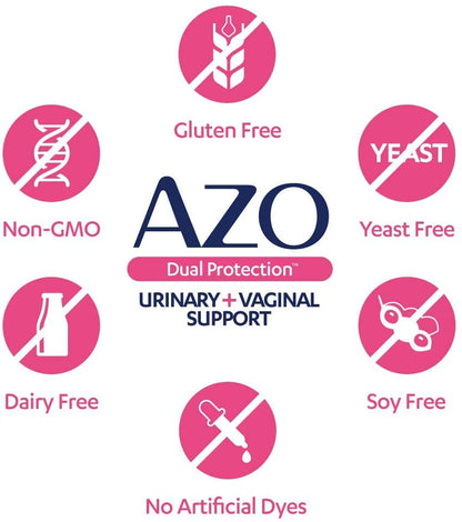 AZO Boric Acid Vaginal Suppositories, 30 Count + AZO Dual Protection, 30 Count, Urinary + Vaginal Support*