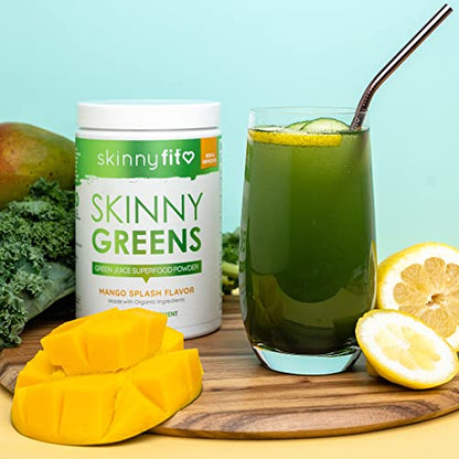 SkinnyFit Mango Splash Skinny Greens, Green Juice Superfood Powder, Natural Energy