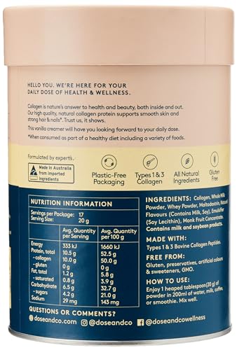 Dose & Co Collagen Creamer in Vanilla Flavour - 340g Powder Supplement