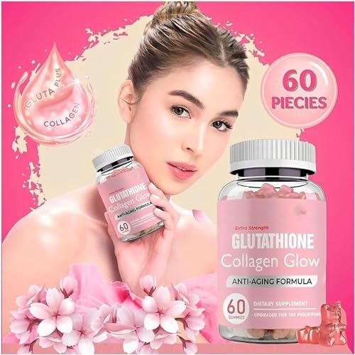 Glutathione Collagen Gummies,Glutathione Collagen Glow Gummies for Dark Spot,60 Pieces