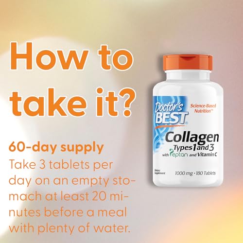 Doctor's Best, Collagen Types 1 and 3, Peptane & Vitamin C, 1,000mg, 180 Tablets